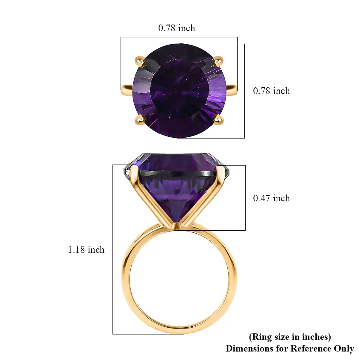 Premium Amethyst Solitaire Ring in Vermeil Yellow Gold Over Sterling Silver 19.35 ctw image number 6
