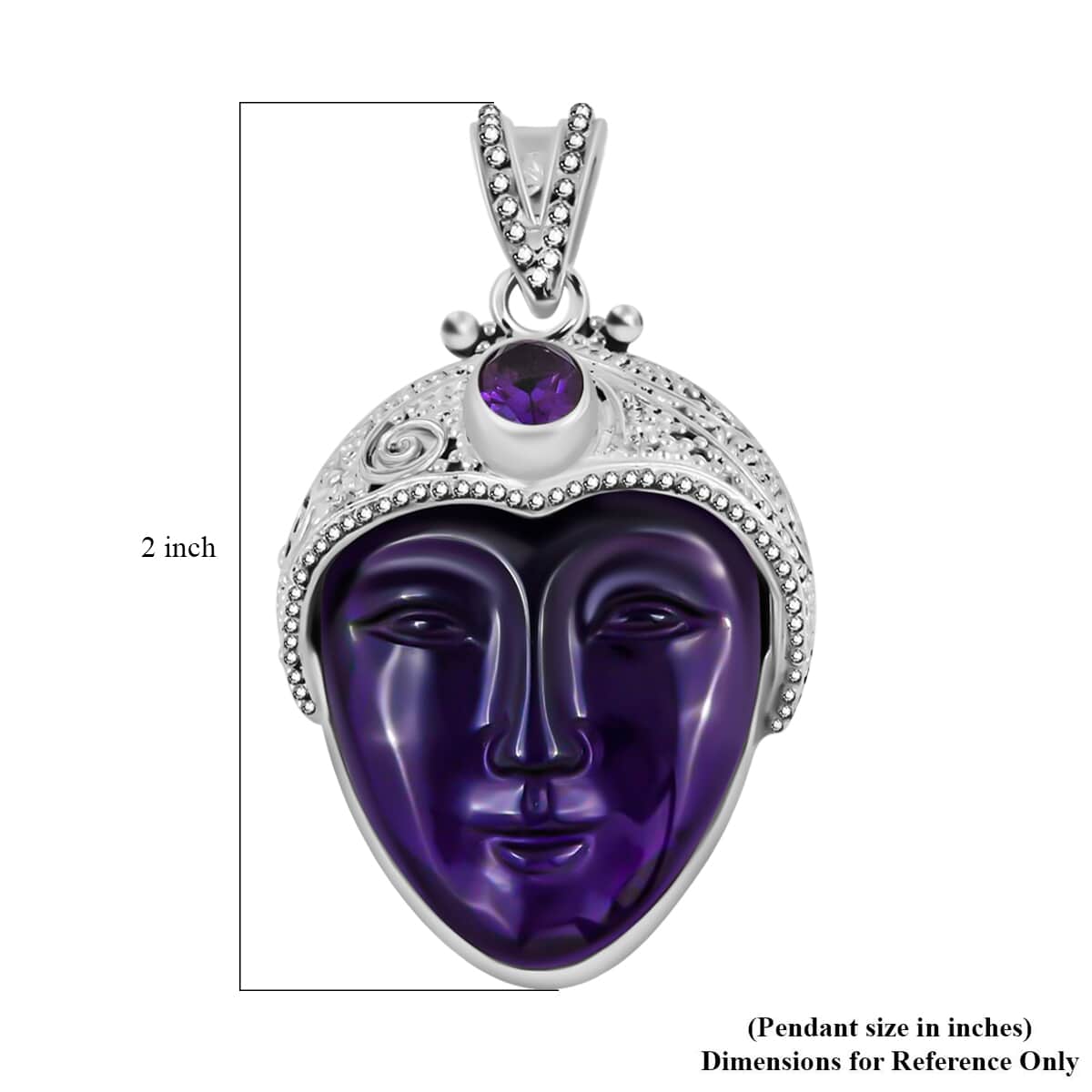 Sajen Silver African Amethyst Pendant, Carved Amethyst Pendant, Sterling Silver Pendant 33.85 ctw image number 5