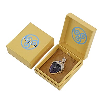 Sajen Silver African Amethyst Pendant, Carved Amethyst Pendant, Sterling Silver Pendant 33.85 ctw