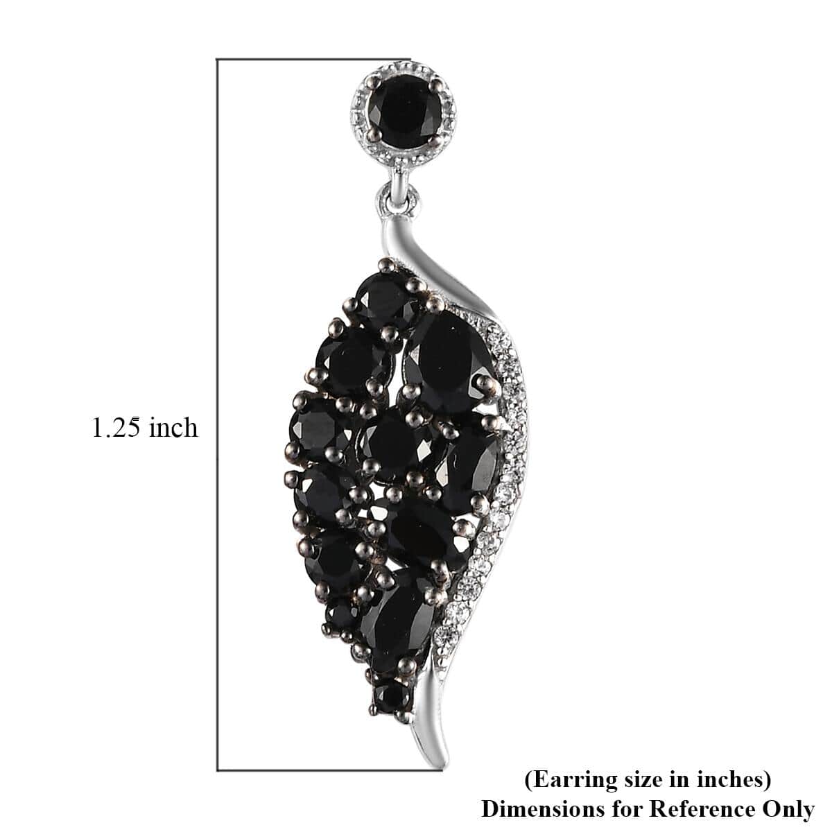 Thai Black Spinel and Natural White Zircon Dangling Earrings in Platinum Over Sterling Silver 6.00 ctw image number 5
