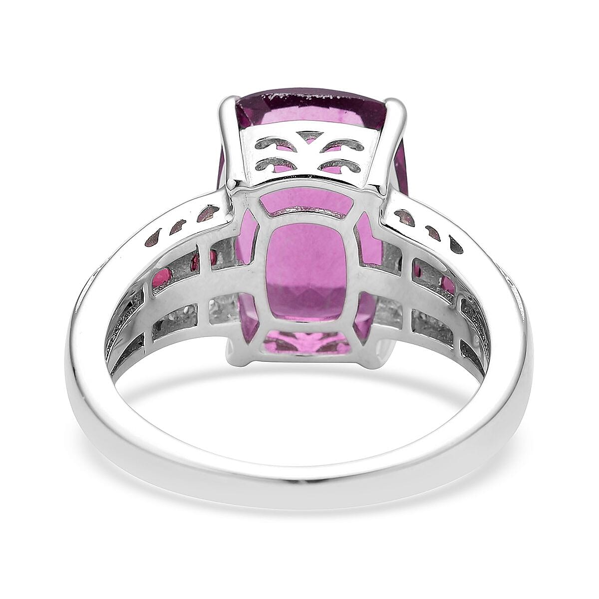 Grape Color Fluorite and Multi Gemstone Ring in Rhodium Over Sterling Silver (Size 7.0) 9.15 ctw image number 4