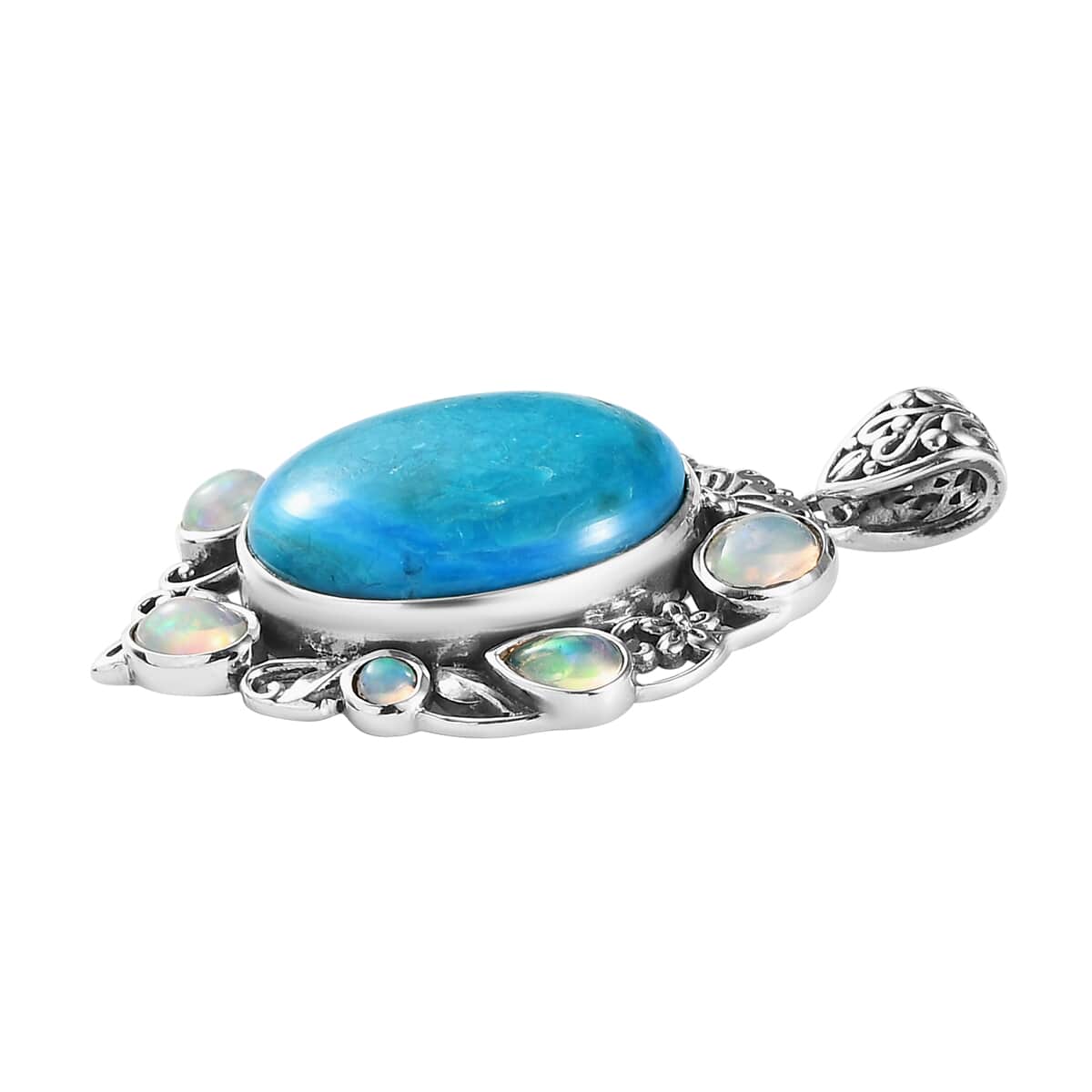 Artisan Crafted Premium Peruvian Opalina and Ethiopian Welo Opal Pendant in Sterling Silver 17.90 ctw image number 2
