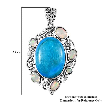 Artisan Crafted Premium Peruvian Opalina and Ethiopian Welo Opal 17.90 ctw Pendant in Sterling Silver