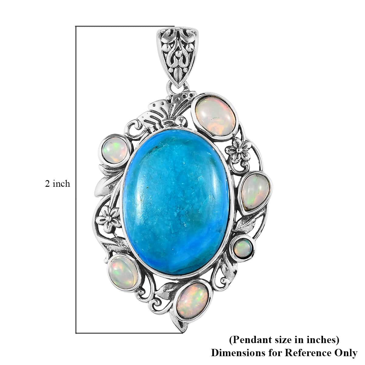 Artisan Crafted Premium Peruvian Opalina and Ethiopian Welo Opal Pendant in Sterling Silver 17.90 ctw image number 4