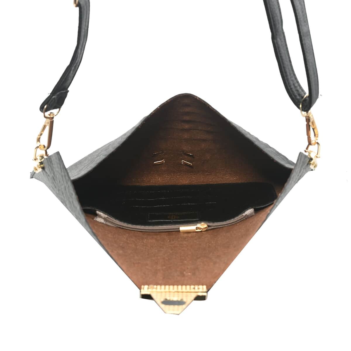 YOUZEY Black Croc Embossed Vegan Leather Envelope Crossbody Bag for Women | Designer Crossbody Bag Purse | Vegan Leather Bag image number 3