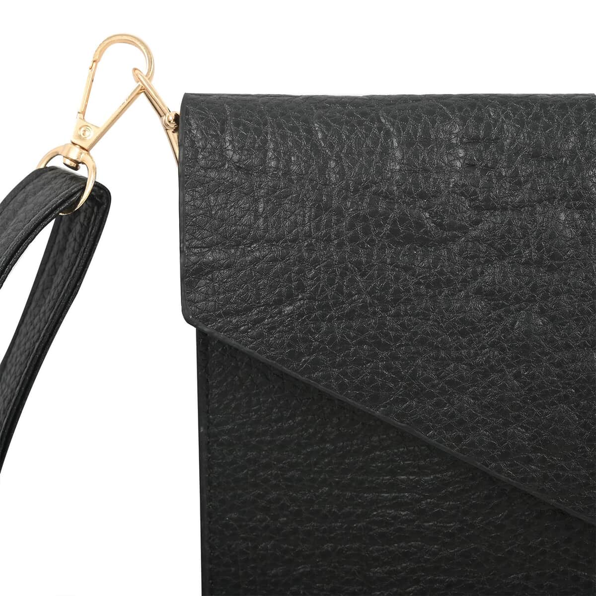 YOUZEY Black Croc Embossed Vegan Leather Envelope Crossbody Bag for Women | Designer Crossbody Bag Purse | Vegan Leather Bag image number 5
