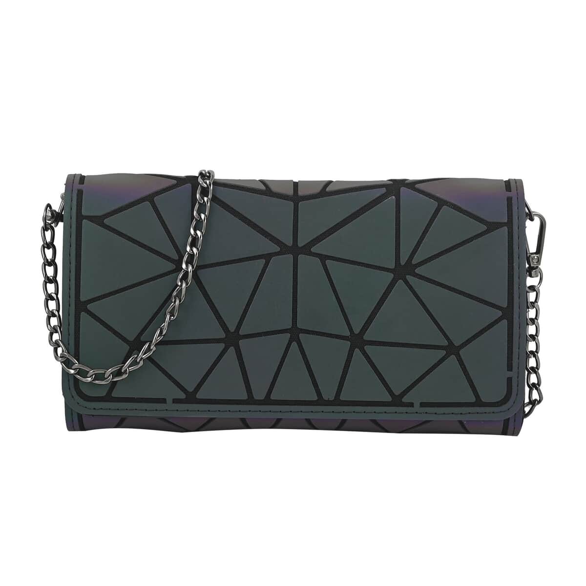 Youzey Multi Color Vegan Leather Triangle Iridescent Holographic Wallet | Vegan Leather Women's Wallet | Ladies Travel Wallet | Compact Wallet Purse image number 0