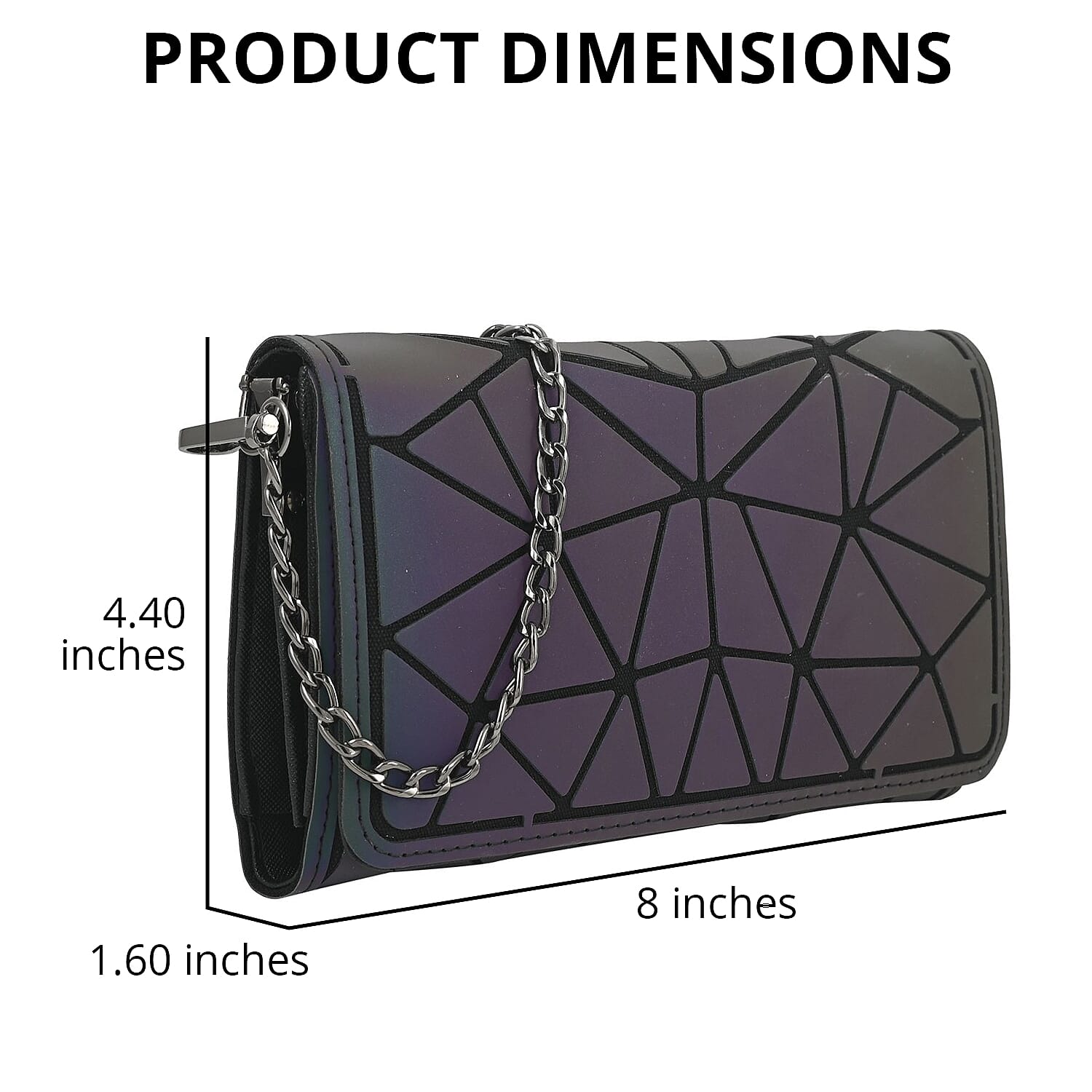 Youzey Multi Color Vegan Leather Triangle Iridescent Holographic Wallet | Vegan Leather Women's Wallet | Ladies Travel Wallet | Compact Wallet Purse