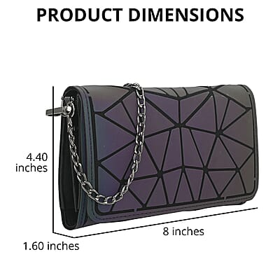 Youzey Multi Color Vegan Leather Triangle Iridescent Holographic Wallet | Vegan Leather Women's Wallet | Ladies Travel Wallet | Compact Wallet Purse