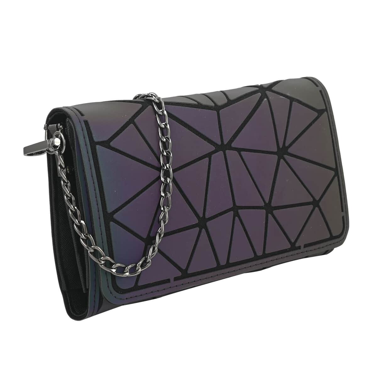 YOUZEY Multi Color Vegan Leather Triangle Irridescent Holographic Wallet image number 3