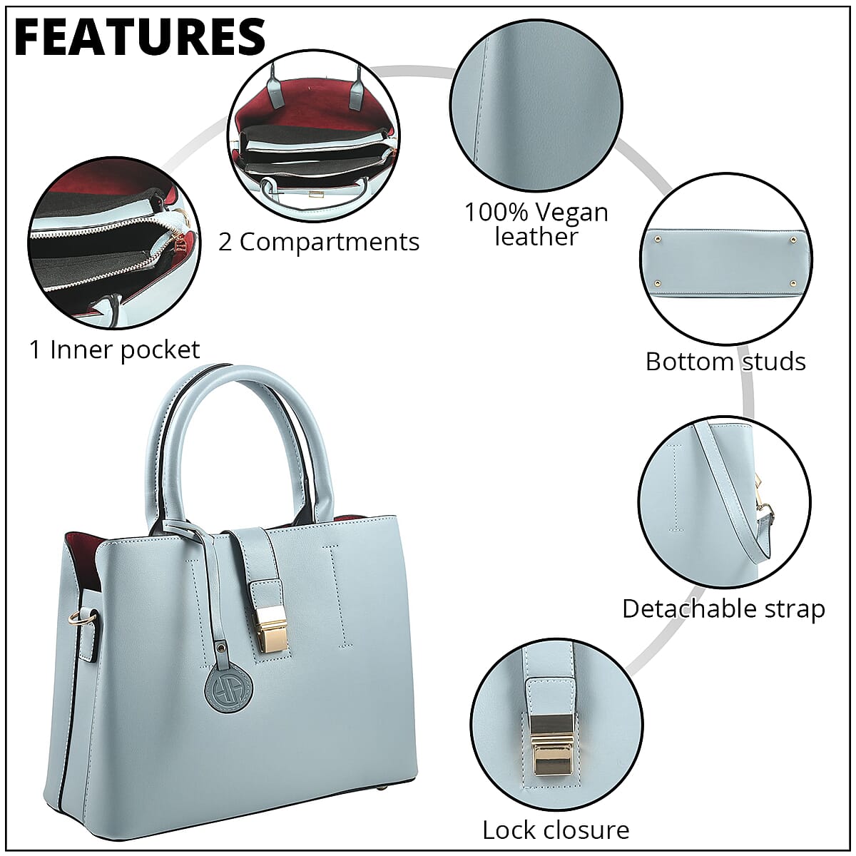 YOUZEY Seafoam Vegan Leather Classic Handbag image number 1
