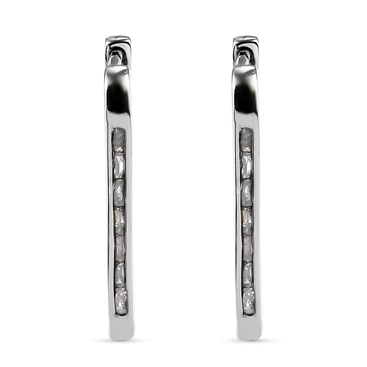Diamond Dangling Earrings in Platinum Over Sterling Silver 0.20 ctw image number 3