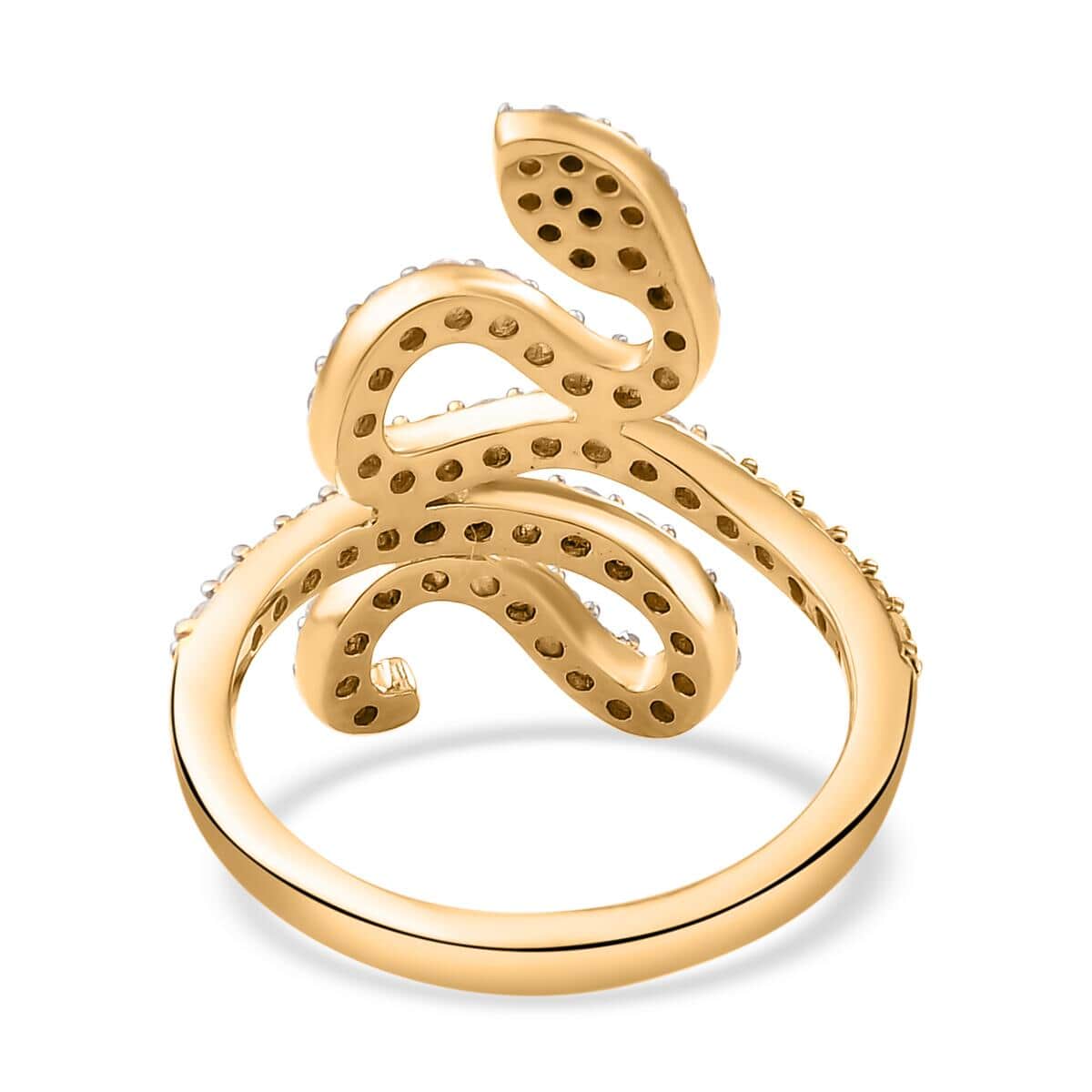 White Zircon Snake Ring in Vermeil Yellow Gold Over Sterling Silver (Size 6.0) 1.10 ctw image number 4