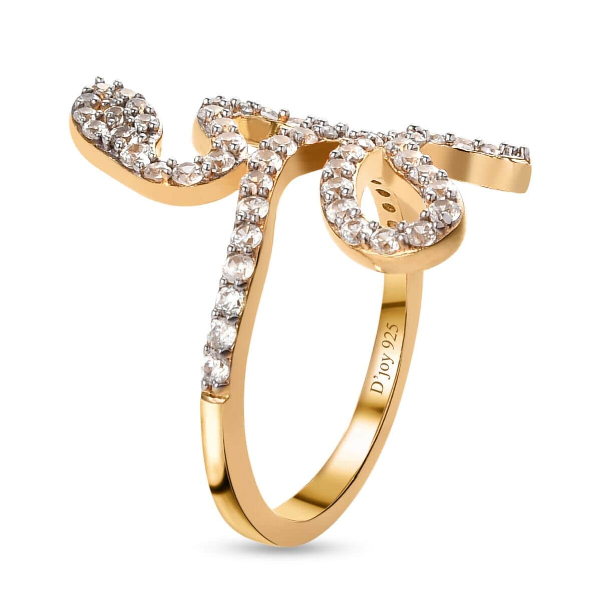 White Zircon 1.10 ctw Snake Ring in Vermeil Yellow Gold Over Sterling Silver (Size 7.0) image number 3