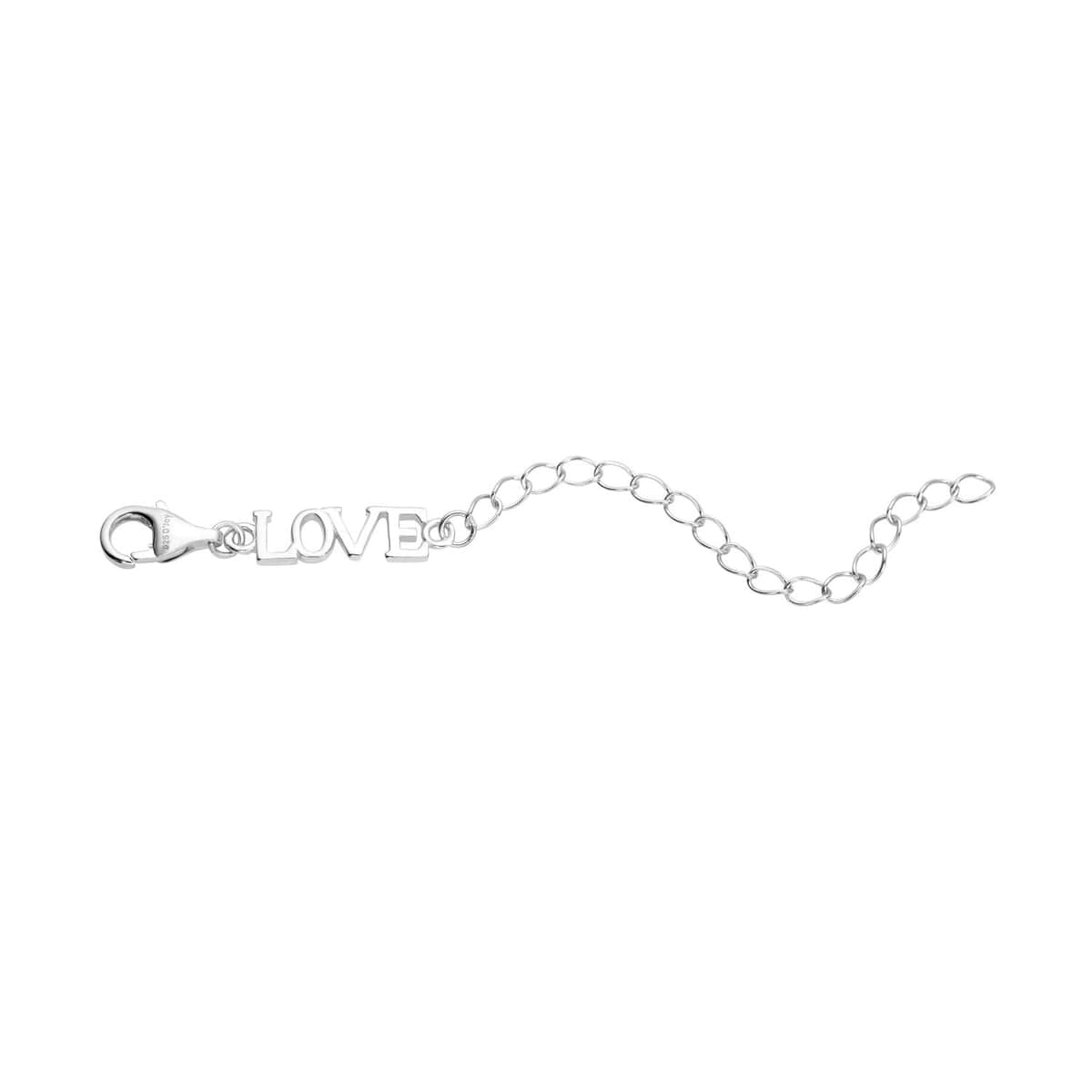 Rhodium Over Sterling Silver 9mm Lobster Lock with LOVE Extender Chain (2 In) image number 0