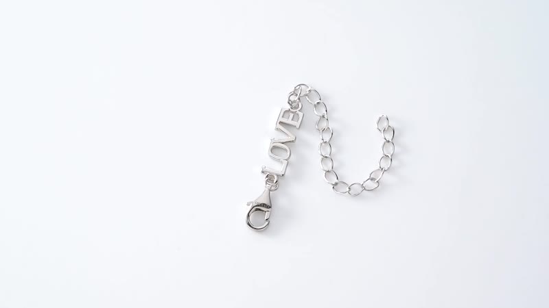 Rhodium Over Sterling Silver 9mm Lobster Lock with LOVE Extender Chain (2 In)