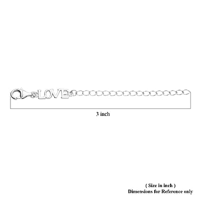 Rhodium Over Sterling Silver 9mm Lobster Lock with LOVE Extender Chain (2 In)