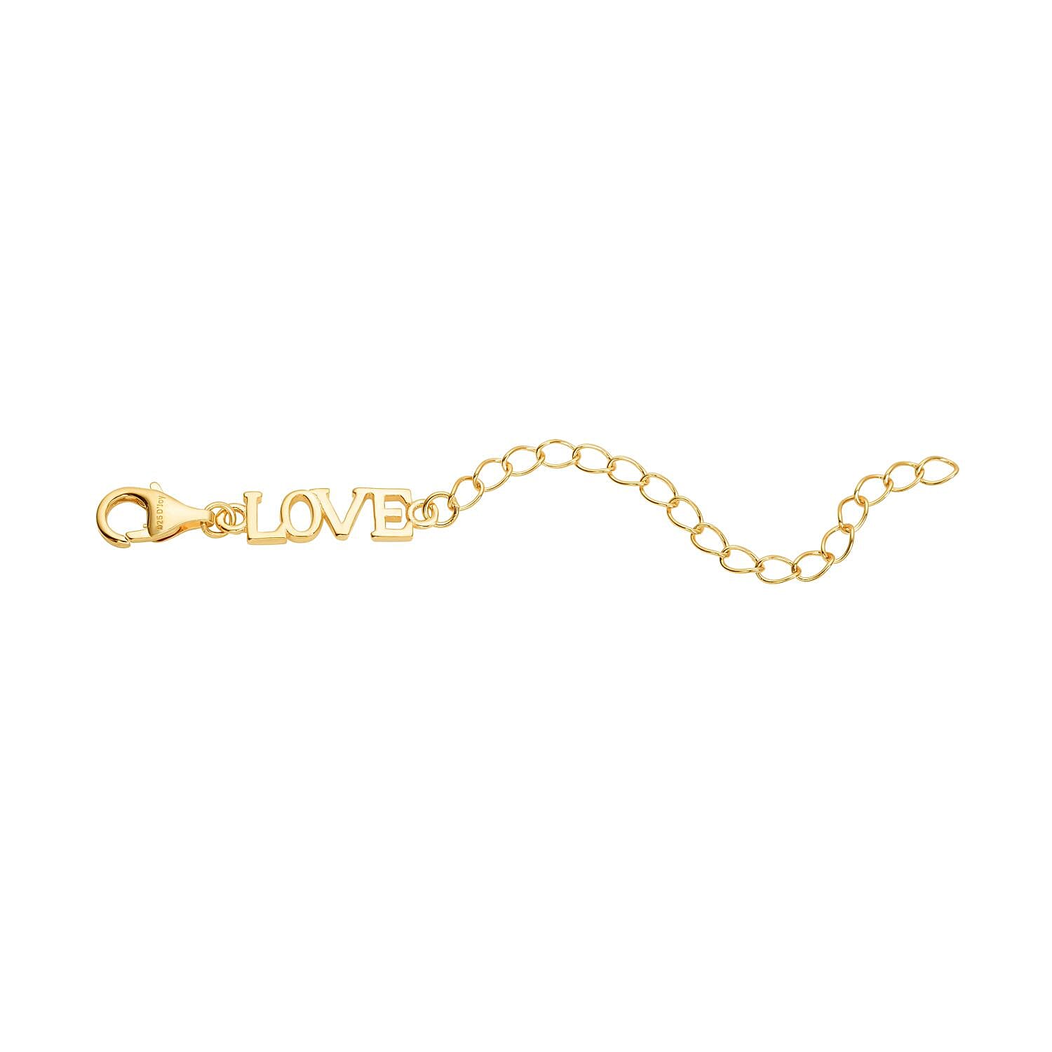 Rhodium Over Sterling Silver 9mm Lobster Lock with LOVE Extender Chain (2 In)