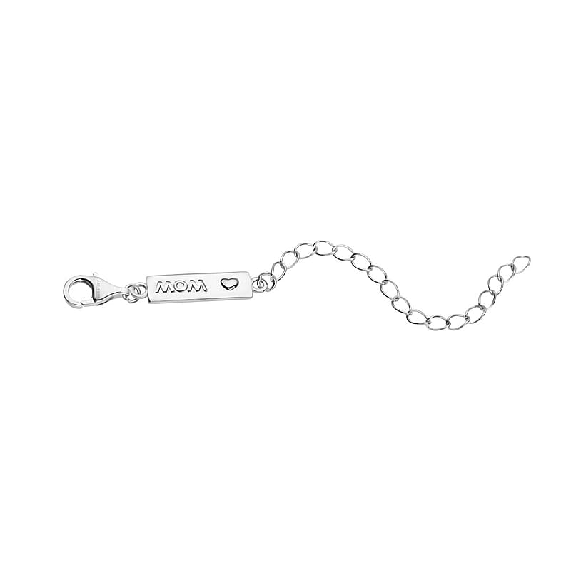 Rhodium Over Sterling Silver 9mm Lobster Lock with MOM Tag Extender Chain (2 In)