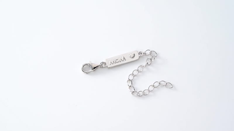 Rhodium Over Sterling Silver 9mm Lobster Lock with MOM Tag Extender Chain (2 In)