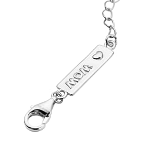 Rhodium Over Sterling Silver 9mm Lobster Lock with MOM Tag Extender Chain (2 In)