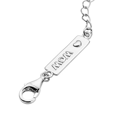 Rhodium Over Sterling Silver 9mm Lobster Lock with MOM Tag Extender Chain (2 In)