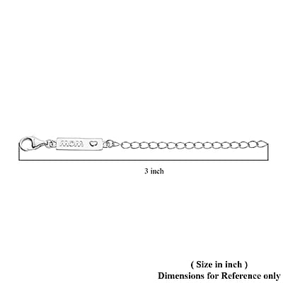 Rhodium Over Sterling Silver 9mm Lobster Lock with MOM Tag Extender Chain (2 In)