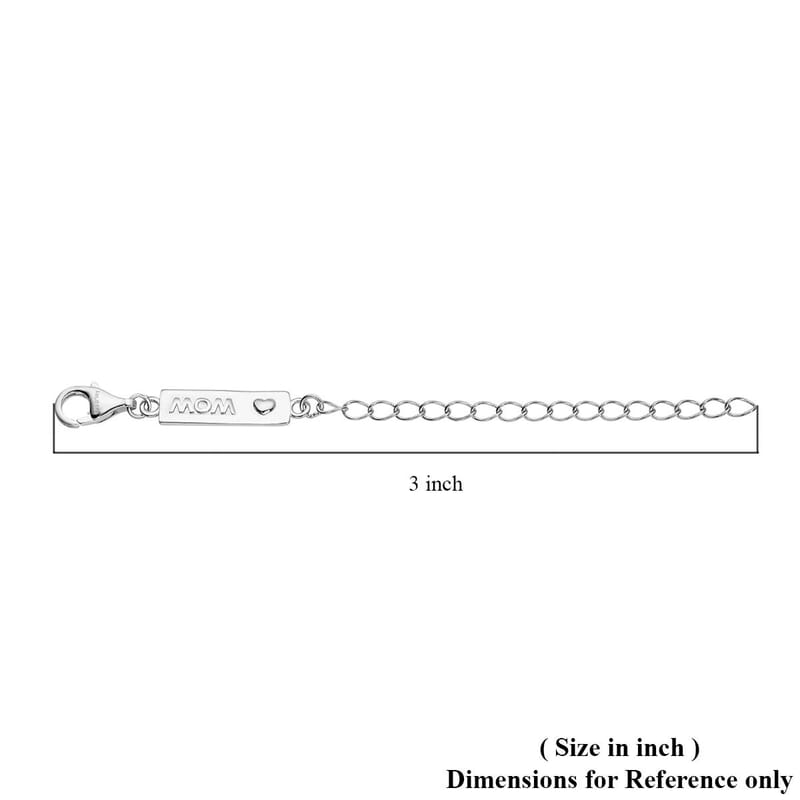 Rhodium Over Sterling Silver 9mm Lobster Lock with MOM Tag Extender Chain (2 In)