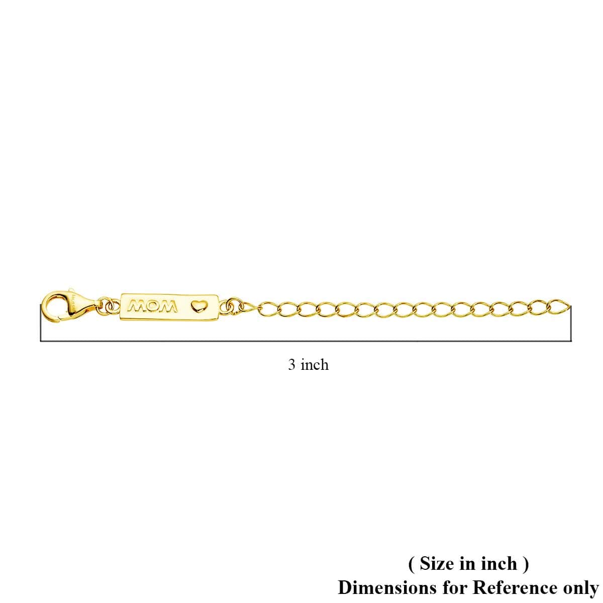 14K Yellow Gold Over Sterling Silver 9mm Lobster Lock with MOM Tag Extender Chain (2 In) image number 2