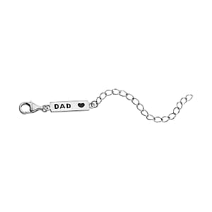 Rhodium Over Sterling Silver 9mm Lobster Lock with DAD Tag Extender Chain (2 In)