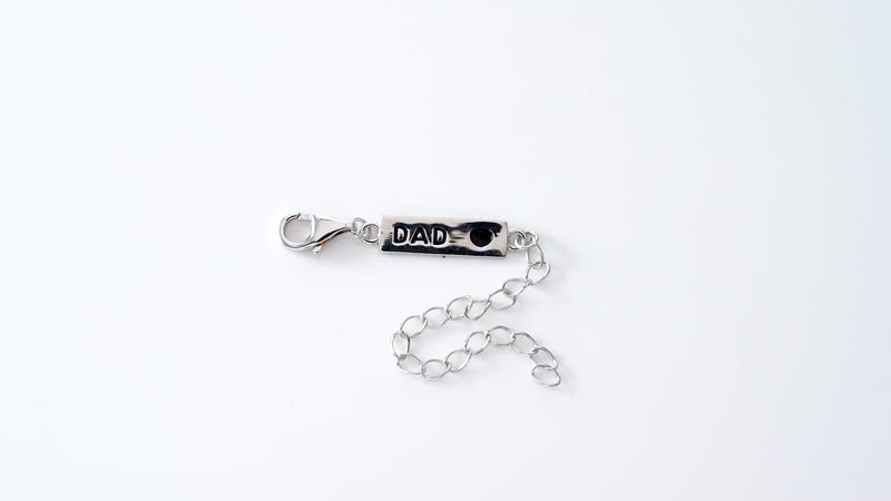 Rhodium Over Sterling Silver 9mm Lobster Lock with DAD Tag Extender Chain (2 In)