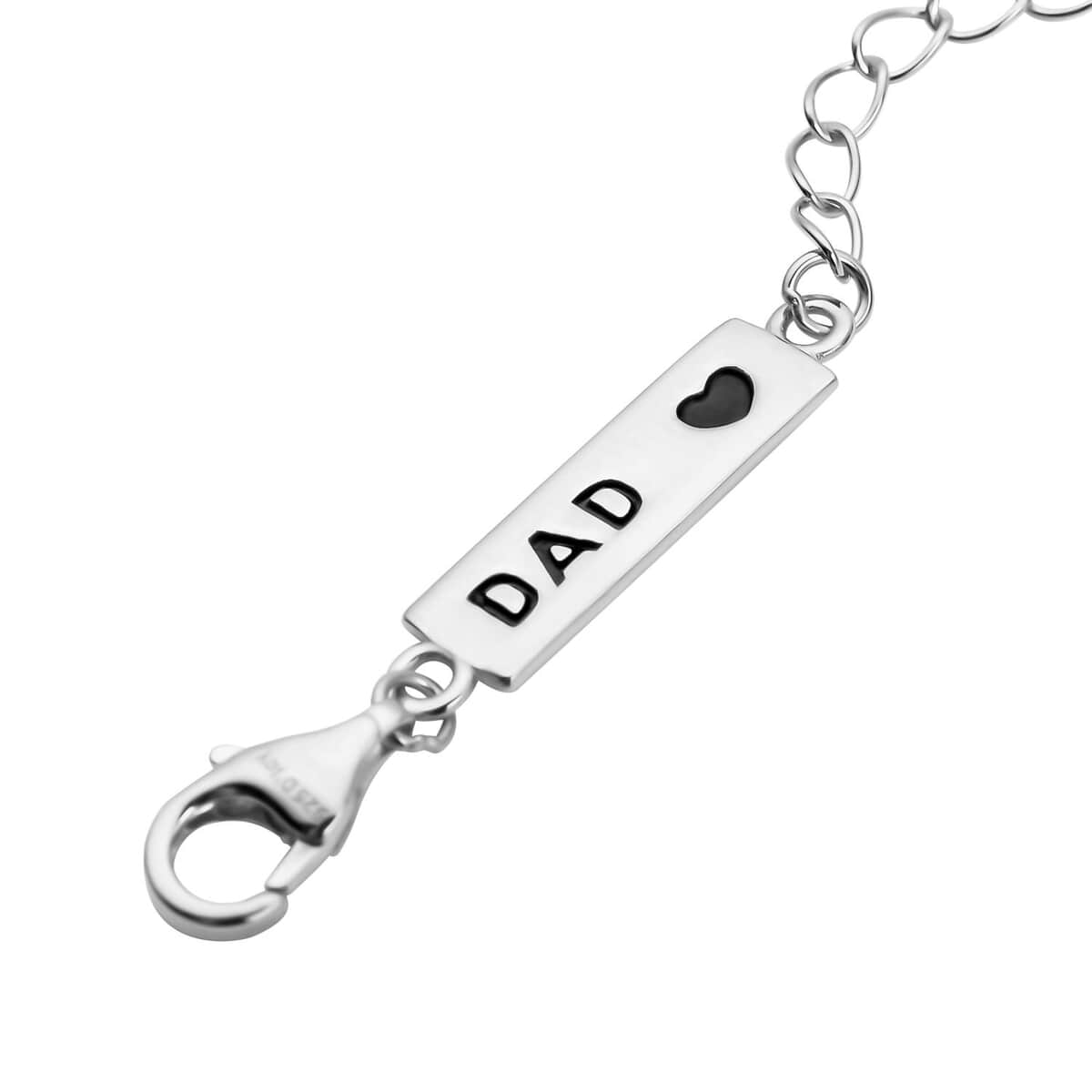 Rhodium Over Sterling Silver 9mm Lobster Lock with DAD Tag Extender Chain (2 In) image number 1