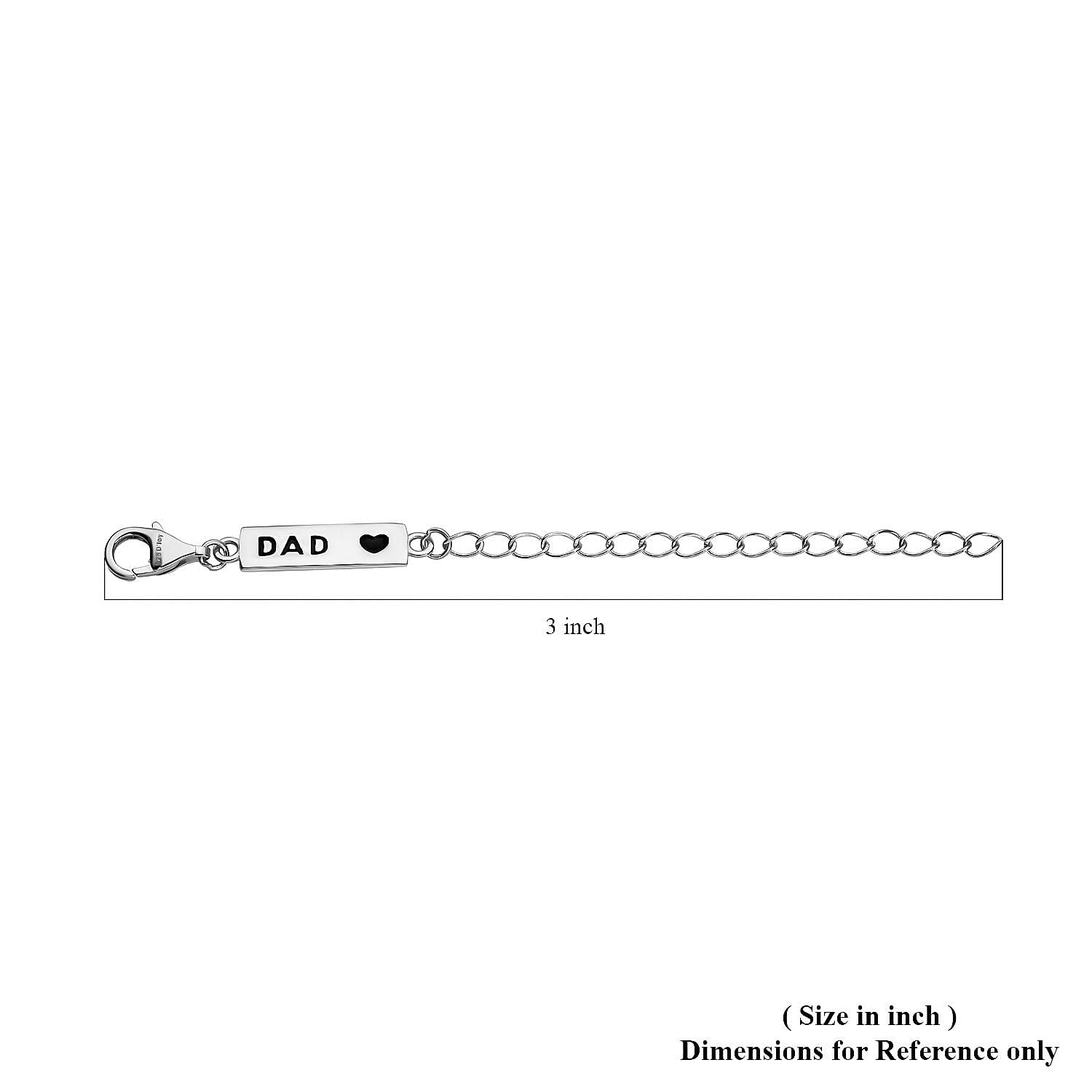 Rhodium Over Sterling Silver 9mm Lobster Lock with DAD Tag Extender Chain (2 In)