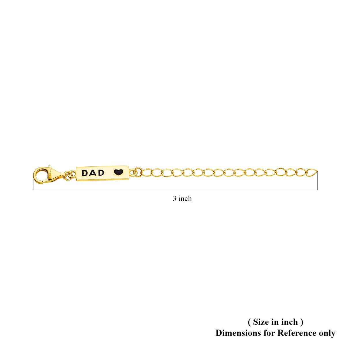 14K Yellow Gold Over Sterling Silver 9mm Lobster Lock with DAD Tag Extender Chain (2 In) image number 2