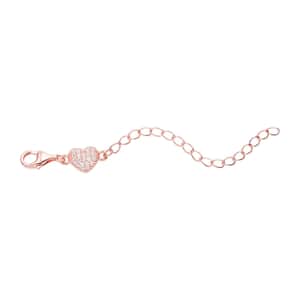 Simulated Diamond 9mm Lobster Lock with Heart Extender Chain in 14K Rose Gold Over Sterling Silver (2 In) 0.20 ctw