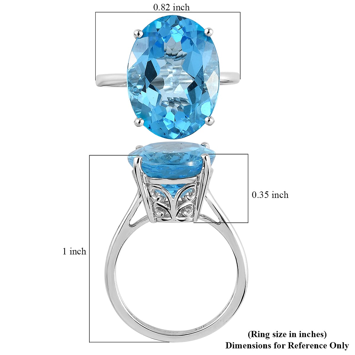 LUXORO 10K White Gold AAA Swiss Blue Topaz Solitaire Ring (3 g) 11.85 ctw image number 5