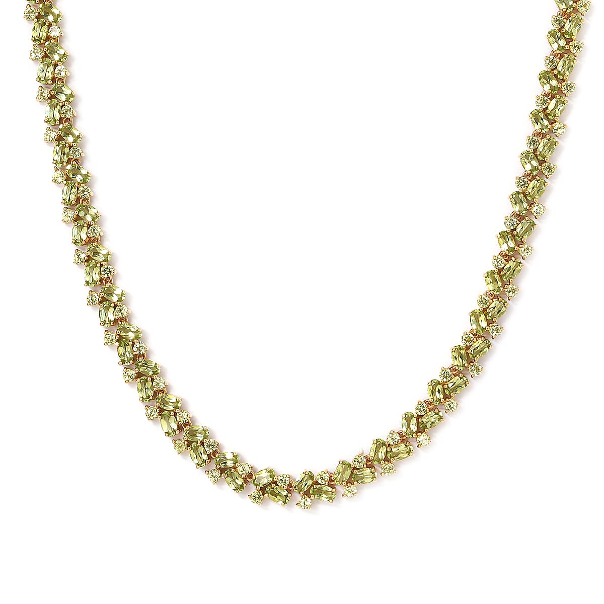 Peridot Necklace 18 Inches in 14K Yellow Gold Over Sterling Silver 30 Grams 43.70 ctw image number 2