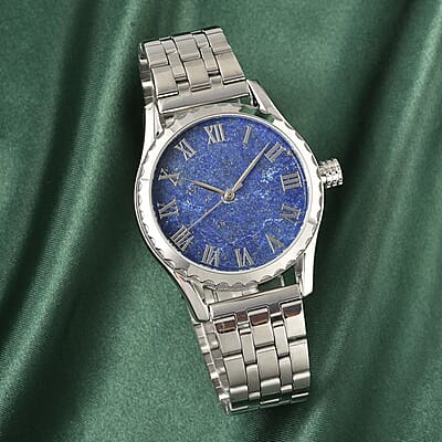 Genoa Mechanical Movement Lapis Lazuli Dial Watch with Stainless Steel Strap (6.50-8.0 Inches) (40.90mm)