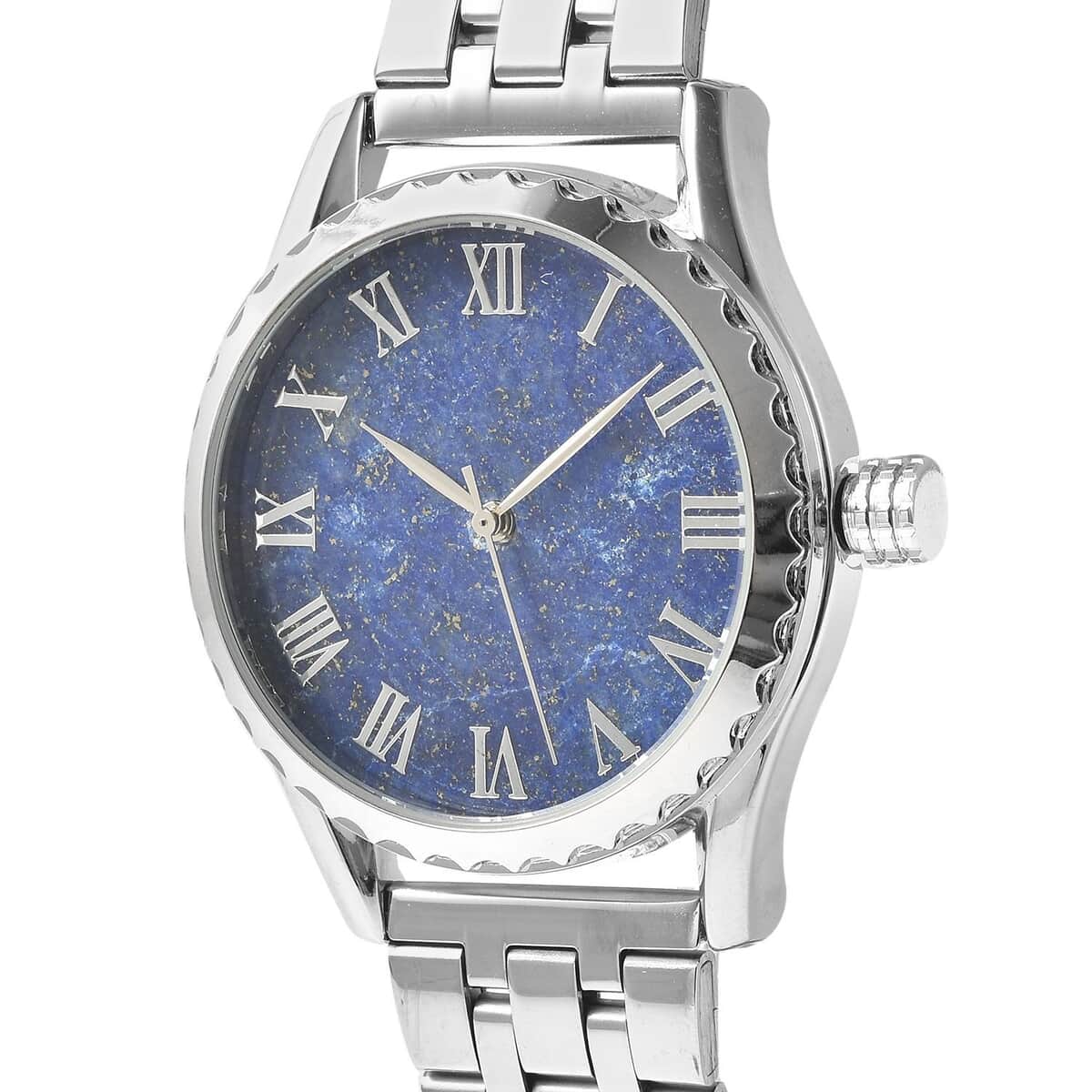 GENOA Mechanical Movement Lapis Dial Watch with Stainless Steel Strap (6.50-8.0 Inches) (40.90mm) image number 3