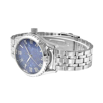 Genoa Mechanical Movement Lapis Lazuli Dial Watch with Stainless Steel Strap (6.50-8.0 Inches) (40.90mm)