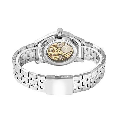 Genoa Mechanical Movement Lapis Lazuli Dial Watch with Stainless Steel Strap (6.50-8.0 Inches) (40.90mm)