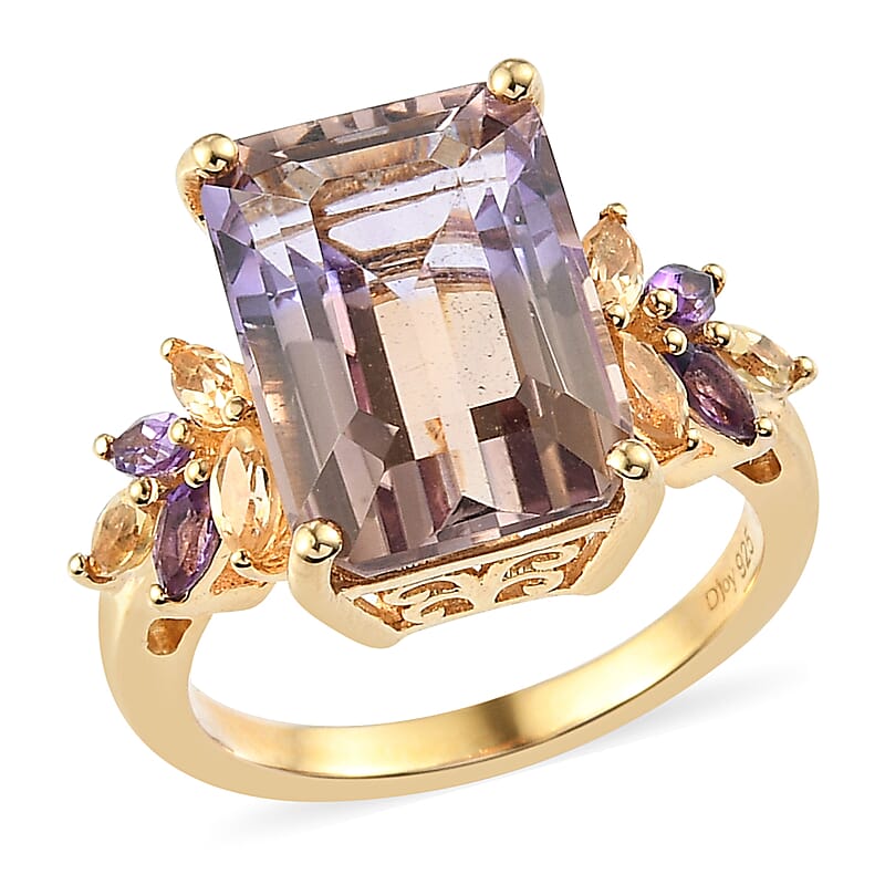Anahi Ametrine and Multi Gemstone Fancy Ring in Vermeil Yellow Gold Over Sterling Silver (Size 10.0) 8.25 ctw