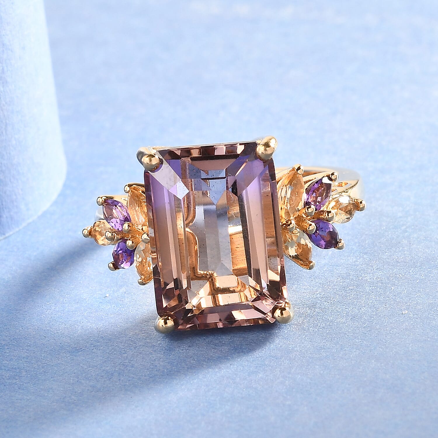 Anahi Ametrine and Multi Gemstone Fancy Ring in Vermeil Yellow Gold Over Sterling Silver (Size 10.0) 8.25 ctw