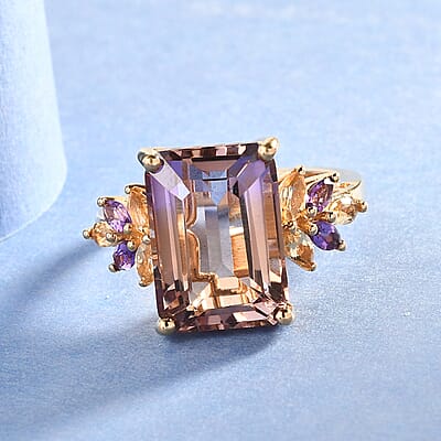 Anahi Ametrine and Multi Gemstone Fancy Ring in Vermeil Yellow Gold Over Sterling Silver (Size 10.0) 8.25 ctw