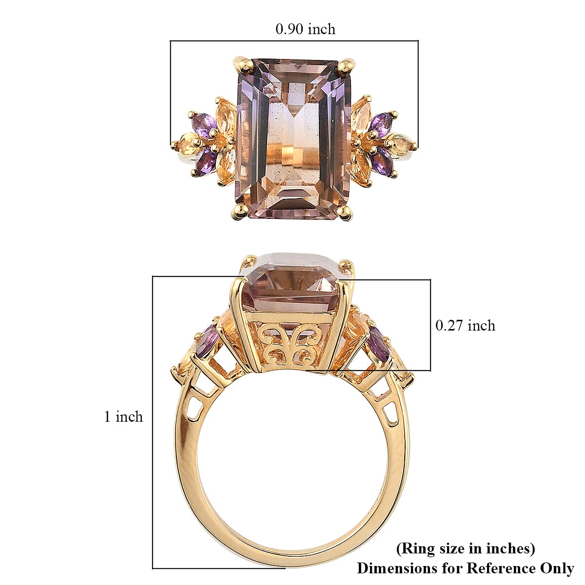 Anahi Ametrine and Multi Gemstone Fancy Ring in Vermeil Yellow Gold Over Sterling Silver (Size 10.0) 8.25 ctw