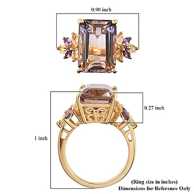 Anahi Ametrine and Multi Gemstone Fancy Ring in Vermeil Yellow Gold Over Sterling Silver (Size 10.0) 8.25 ctw