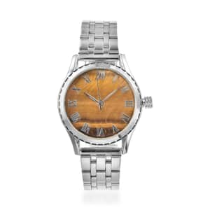 Genoa Mechanical Movement Tiger Eye Dial Watch with Stainless Steel Strap (6.50-8.0 Inches) (40.90mm)