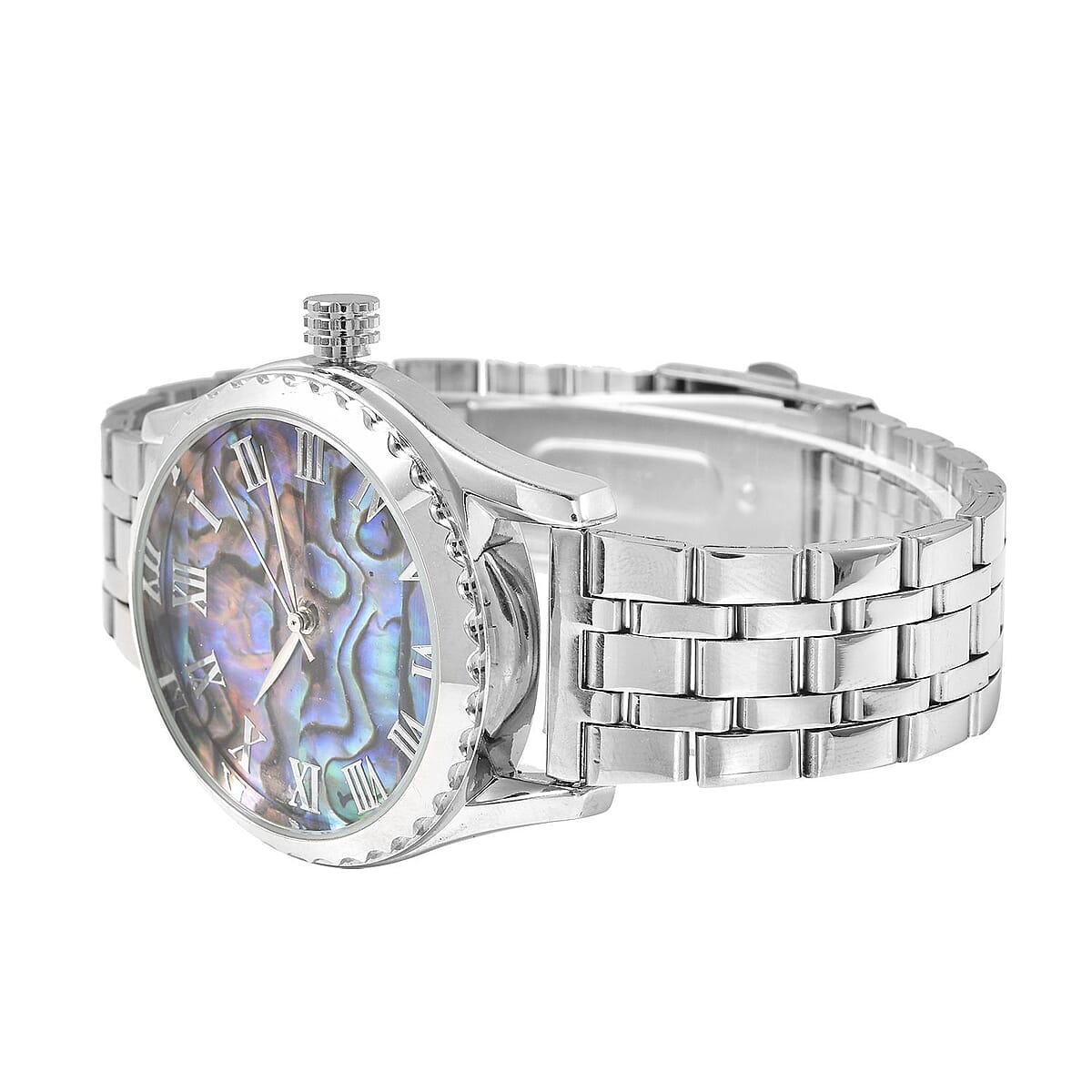 Genoa Mechanical Movement Abalone Shell Dial Watch with Stainless Steel Strap (6.50-8.0 Inches) (40.90mm) image number 4