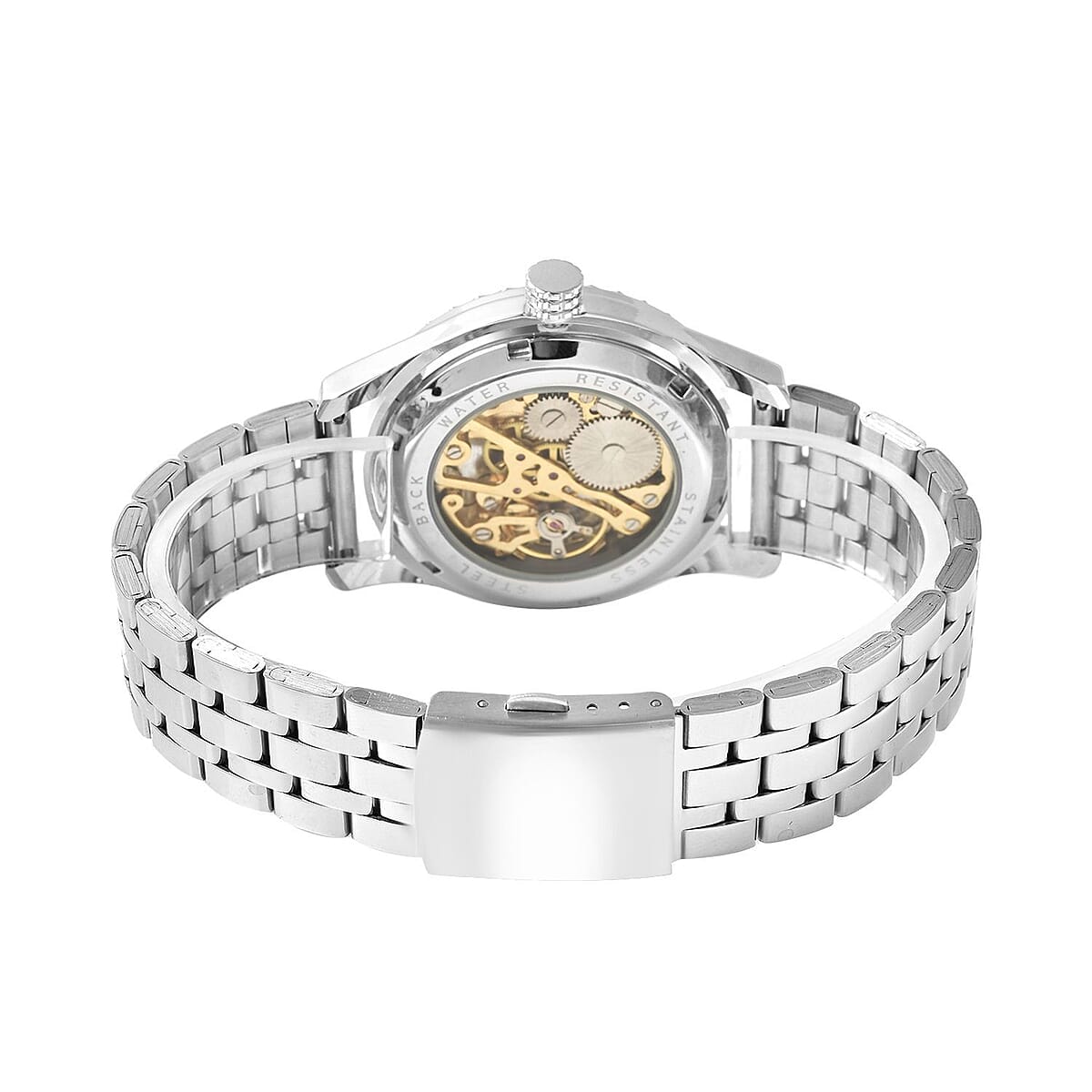 Genoa Mechanical Movement Abalone Shell Dial Watch with Stainless Steel Strap (6.50-8.0 Inches) (40.90mm) image number 5