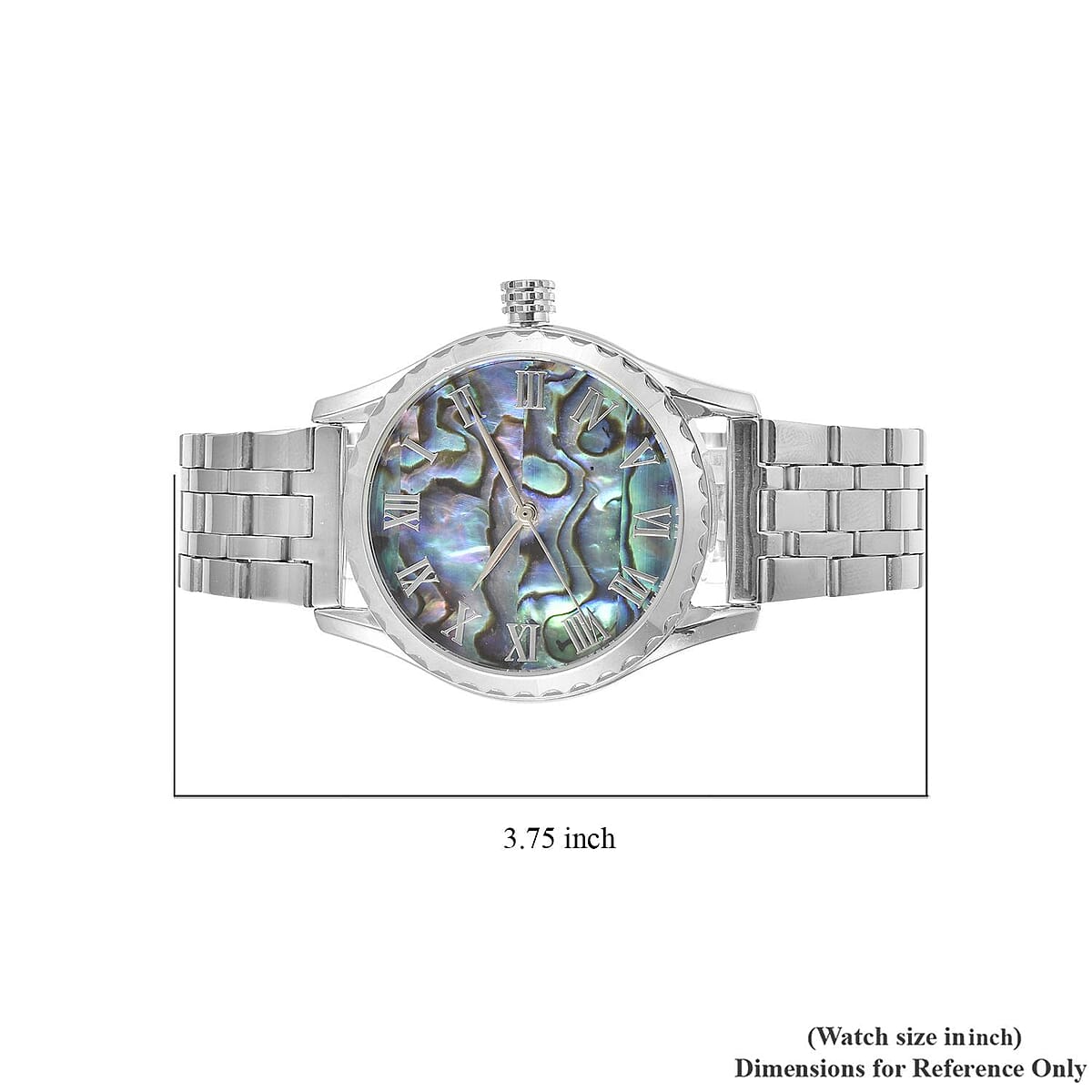 Genoa Mechanical Movement Abalone Shell Dial Watch with Stainless Steel Strap (6.50-8.0 Inches) (40.90mm) image number 6